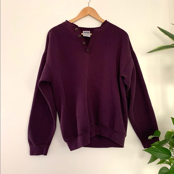 Vintage Dark Purple Cozy Quarter Button-Up - Picture 7 of 7